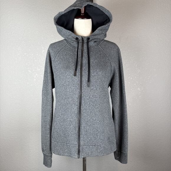 Lululemon Warm For Winter Jacket Size 12 Heathered Speckled Black Cotton Terry - Picture 1 of 9